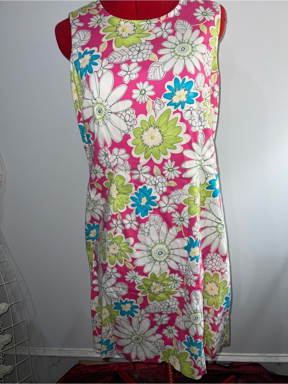Chadwicks Pink Floral Sleeveless Shift Dress size 12